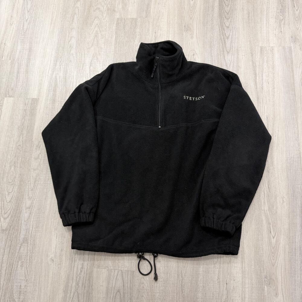 Stetson 1/4 Zip Fleece Pullover Men's Extra Large Black Western Rodeo Outdoors